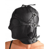 Lederen kap met afneembare blinddoek en snuit - PlayForFun